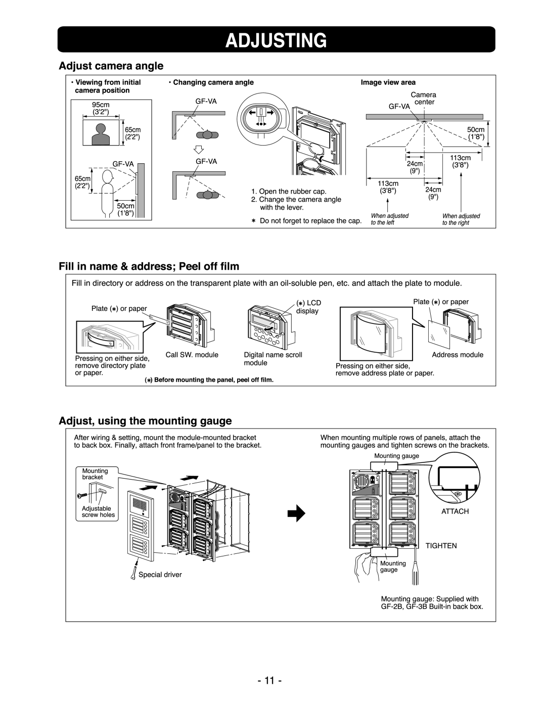 Aiphone GF-VBC GF-1D, GF-BC, GF-1MD manual 