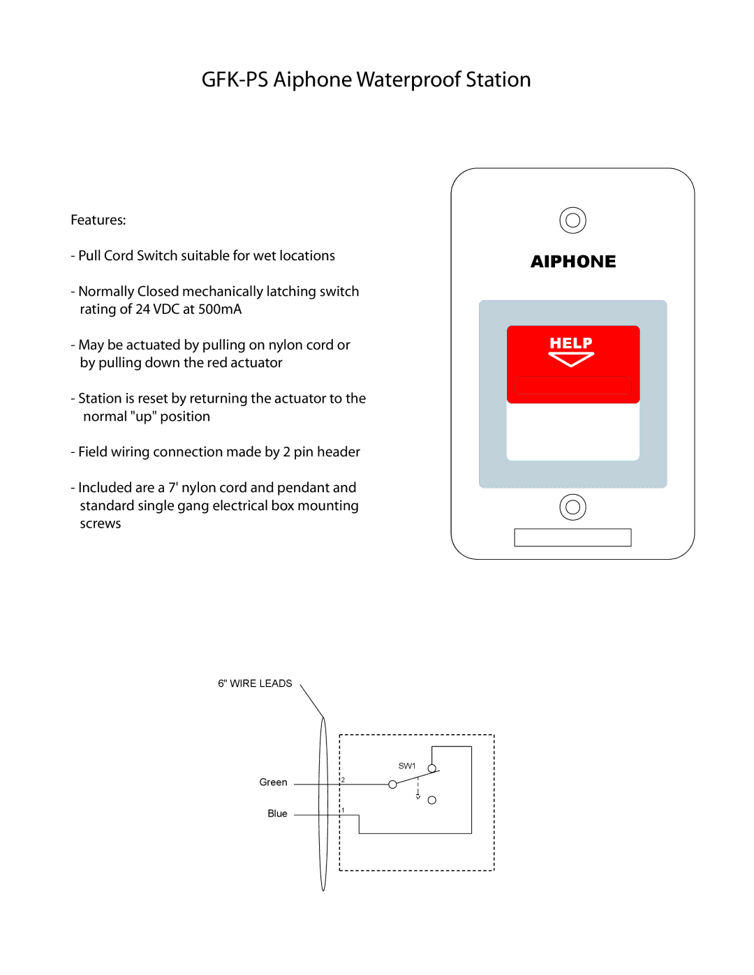 Aiphone manual GFK-PS Aiphone Waterproof Station 