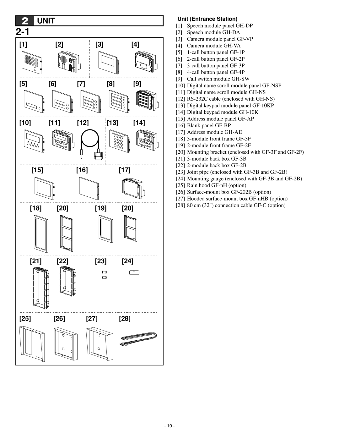 Aiphone GH series operation manual Unit Entrance Station 