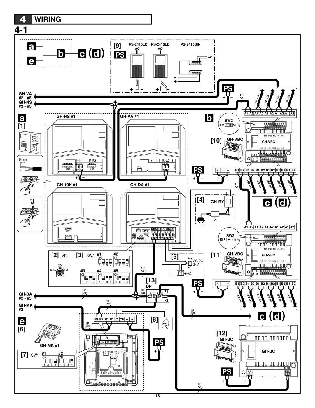 Aiphone GH series operation manual Wiring, VR1 