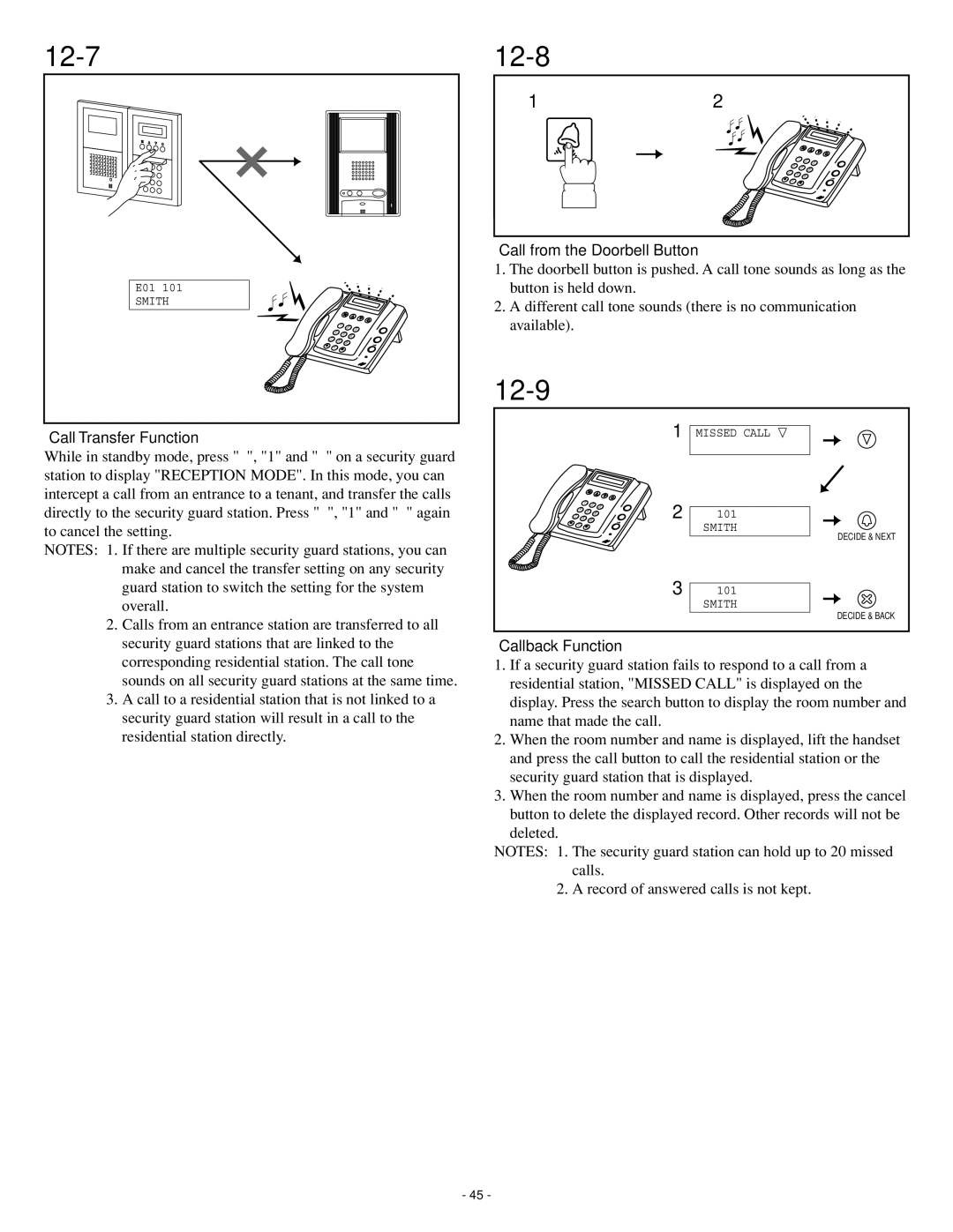 Aiphone GH series operation manual 12-7, 12-8, 12-9 