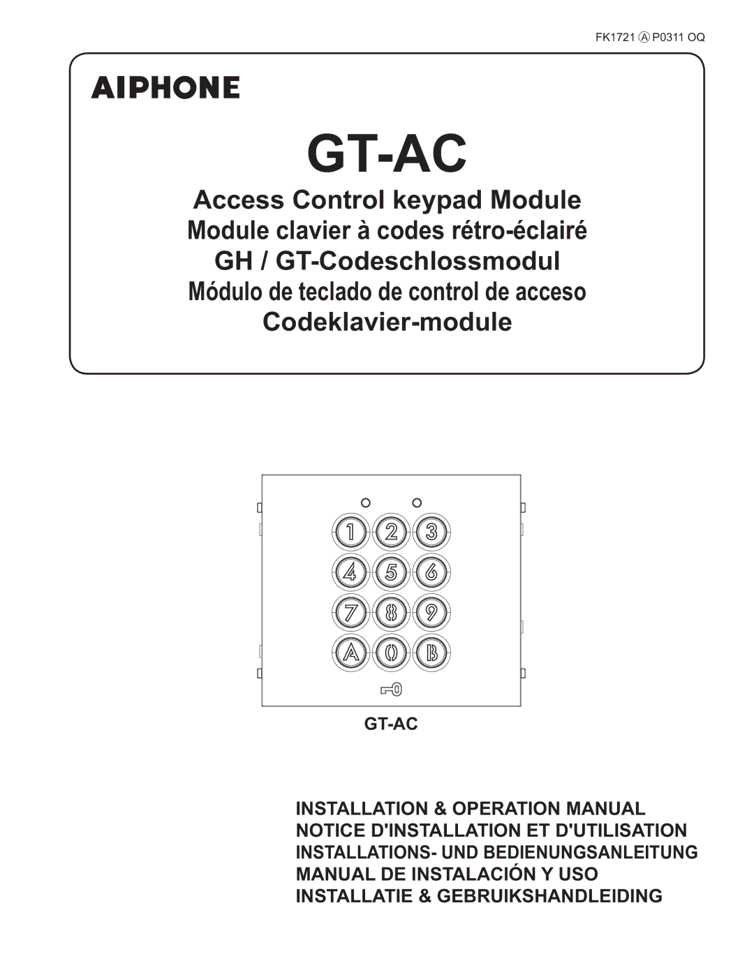 Aiphone GT-AC operation manual Gt-Ac 