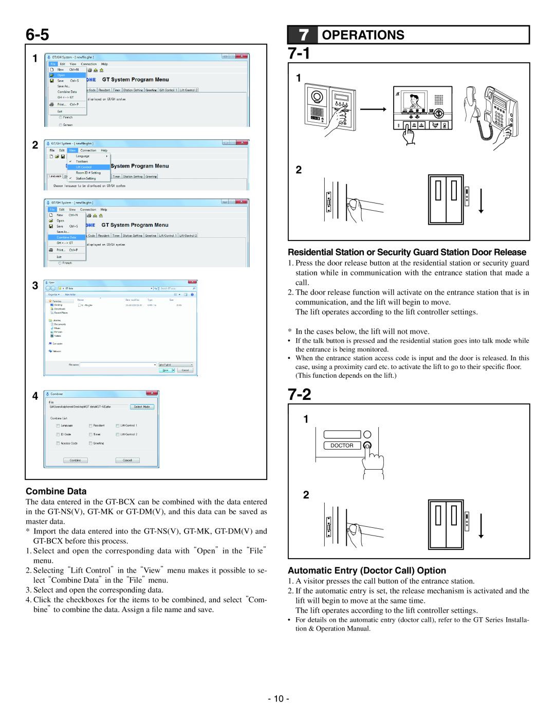 Aiphone GTW-LC service manual Operations, Combine Data, Residential Station or Security Guard Station Door Release 