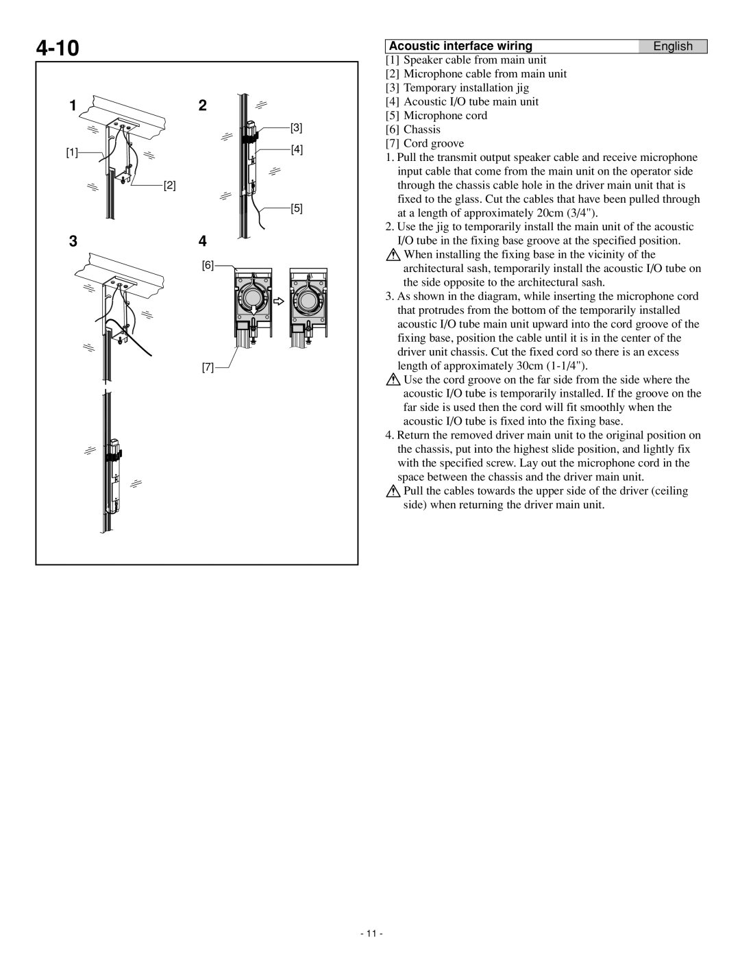 Aiphone IAX-100, Iai-100, IME-100, IME-150, ISE-100, IMU-100 operation manual Acoustic interface wiring English 