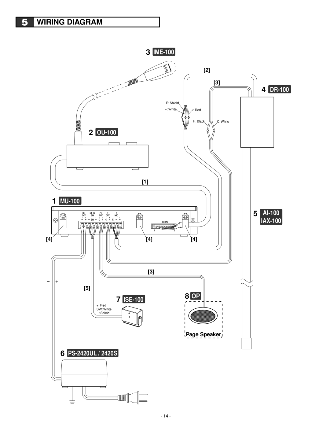 Aiphone IME-150, Iai-100, IME-100, ISE-100, IMU-100, IAX-100 operation manual Wiring Diagram, Speaker 