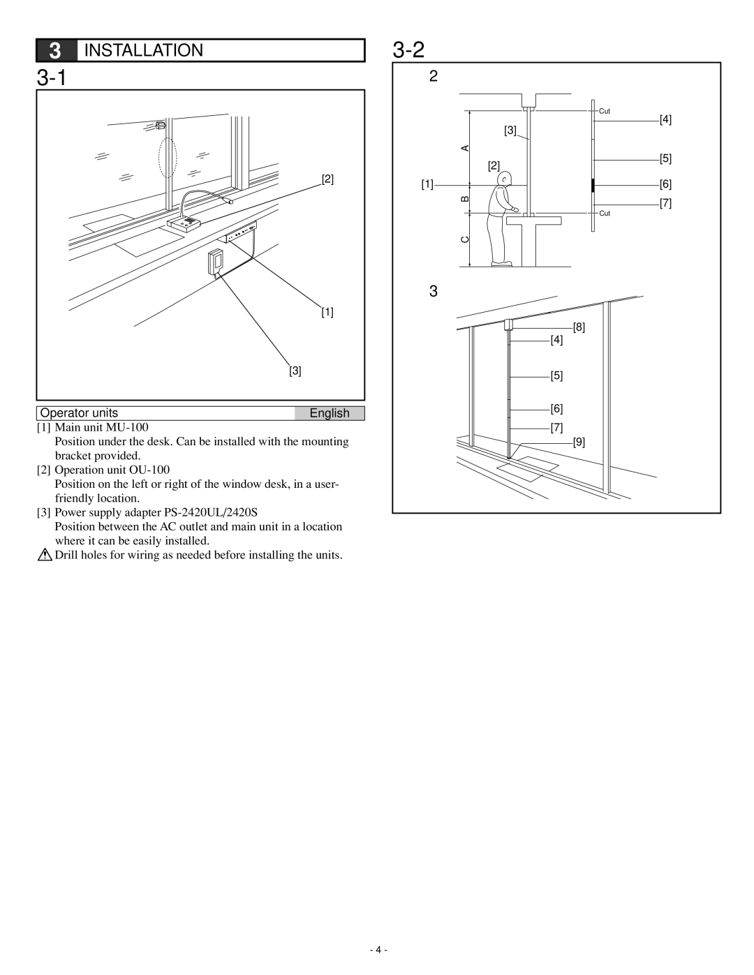 Aiphone IMU-100, Iai-100, IME-100, IME-150, ISE-100, IAX-100 operation manual Installation, Operator units English 