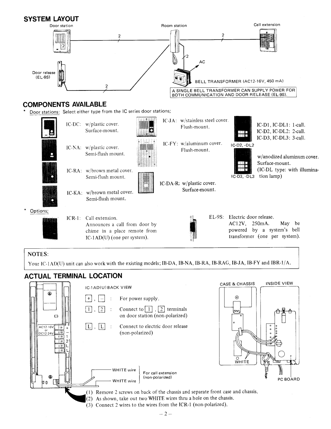 Aiphone IC-1AD manual 