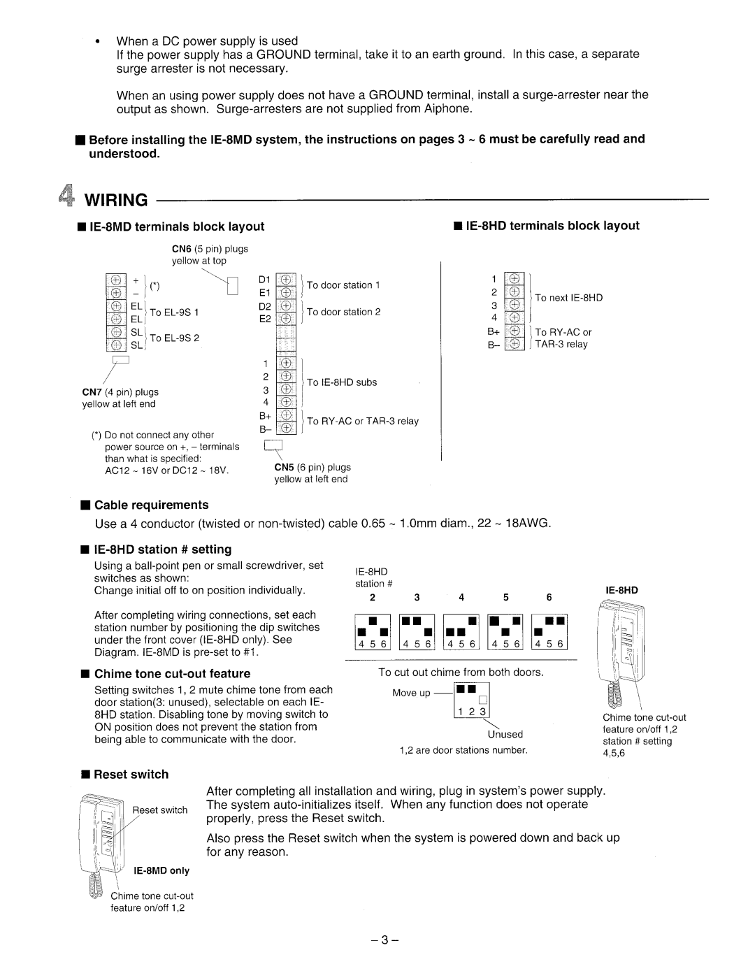 Aiphone IE-8MD manual 