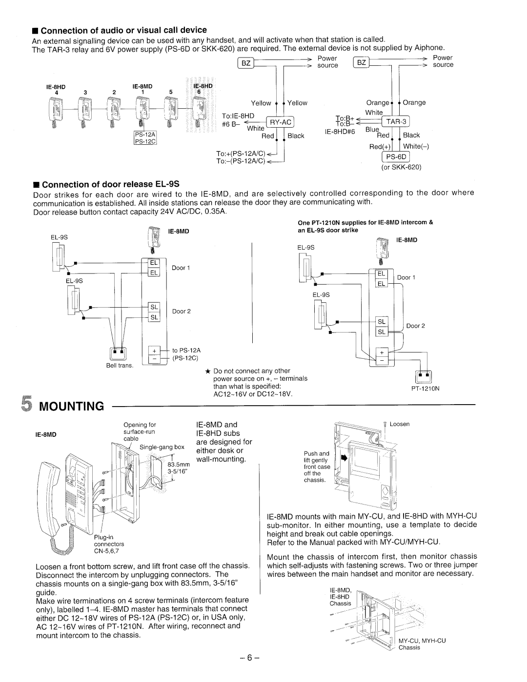 Aiphone IE-8MD manual 