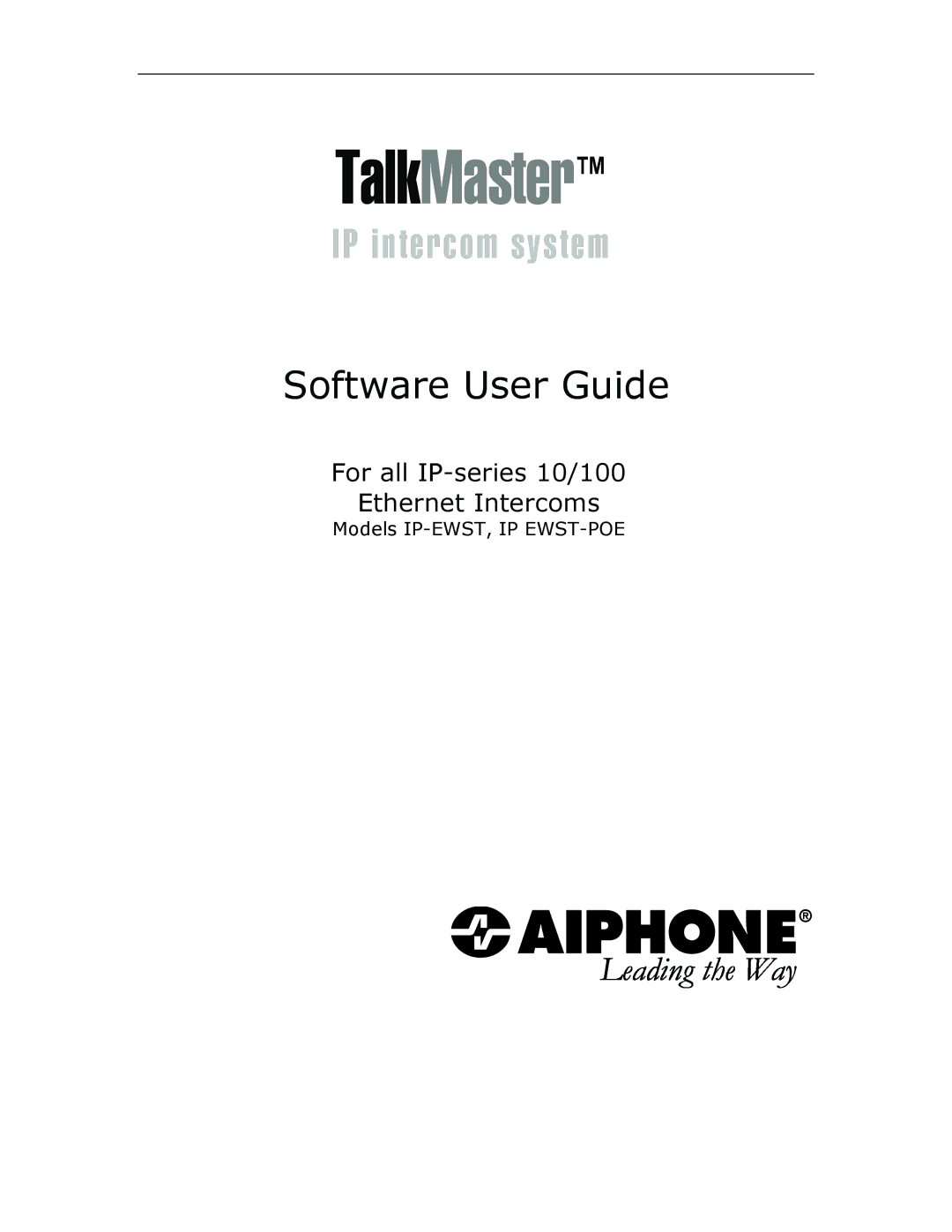 Aiphone IP EWST-POE manual TalkMaster 