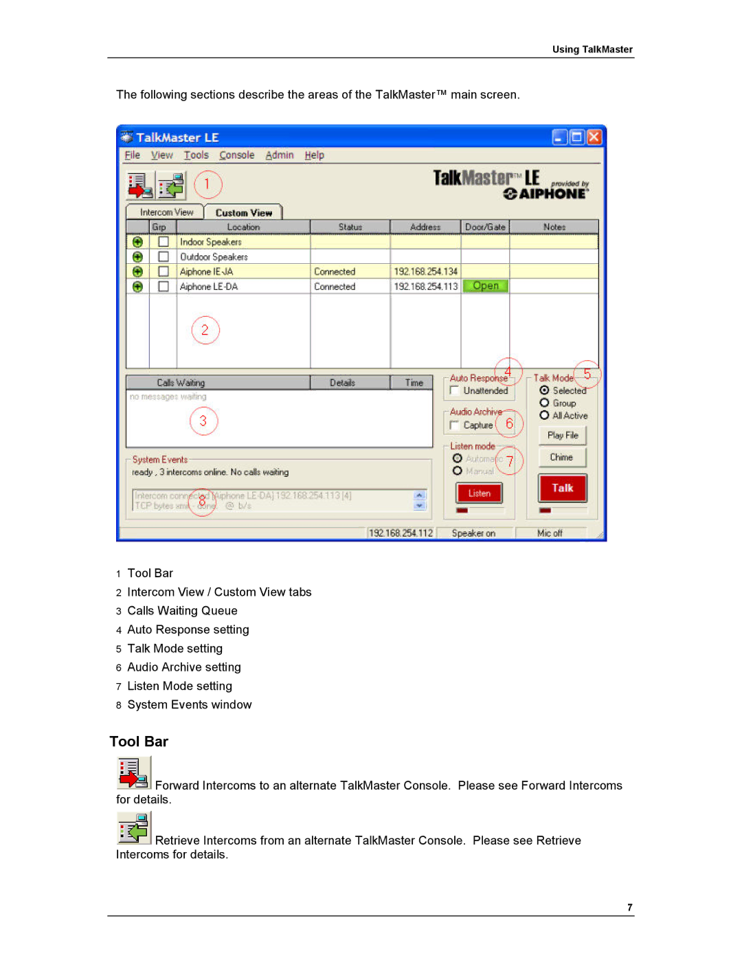 Aiphone IP EWST-POE manual Tool Bar 