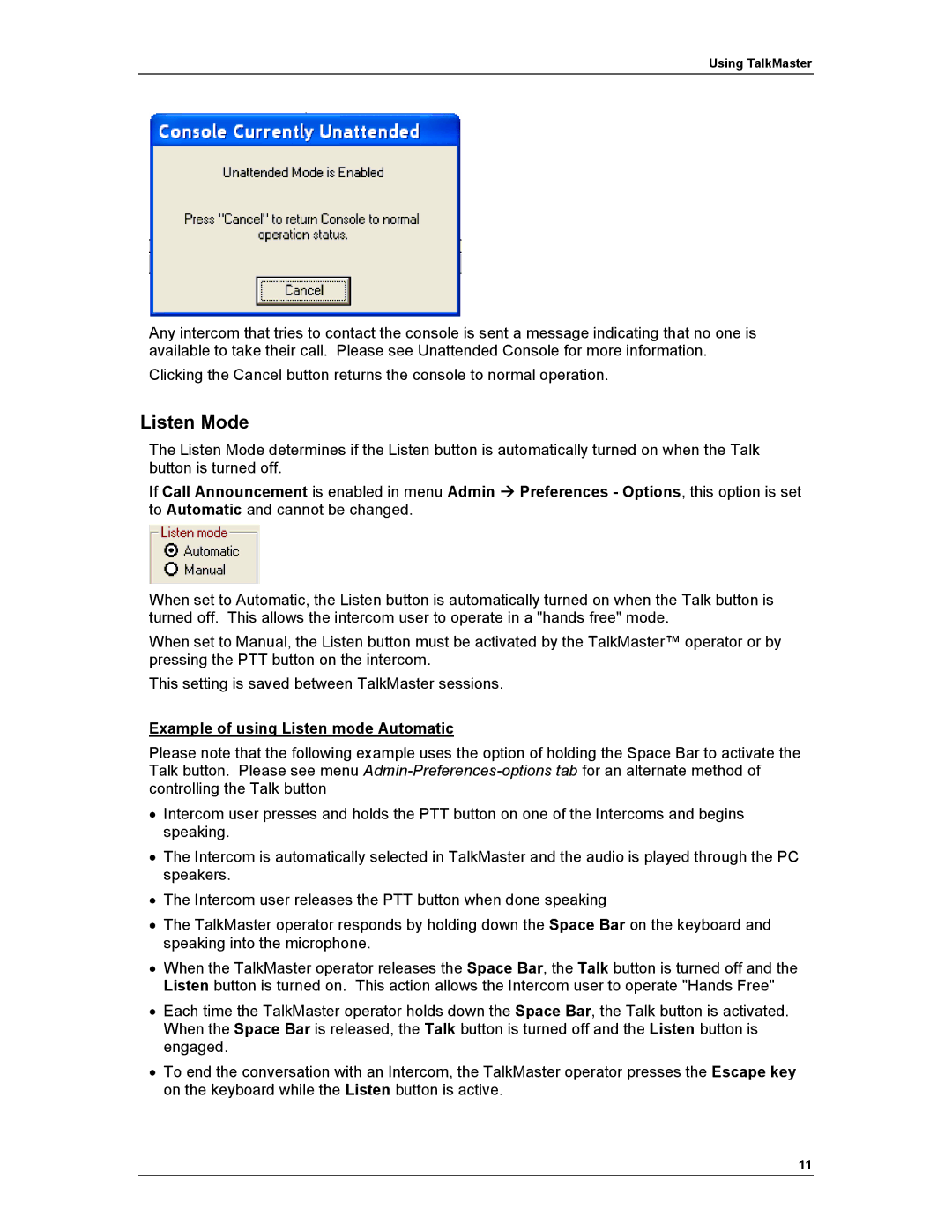 Aiphone IP EWST-POE manual Listen Mode 