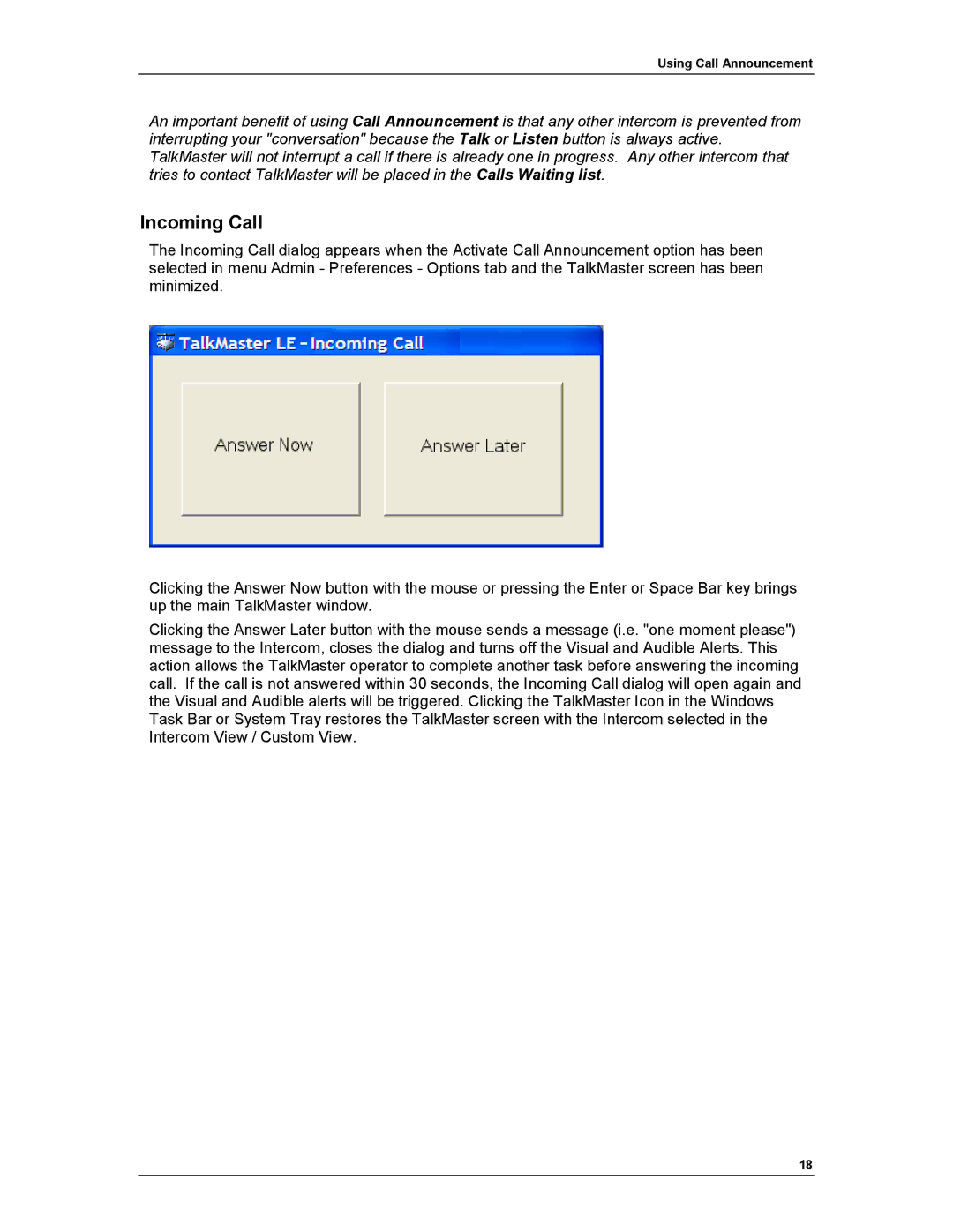 Aiphone IP EWST-POE manual Incoming Call 