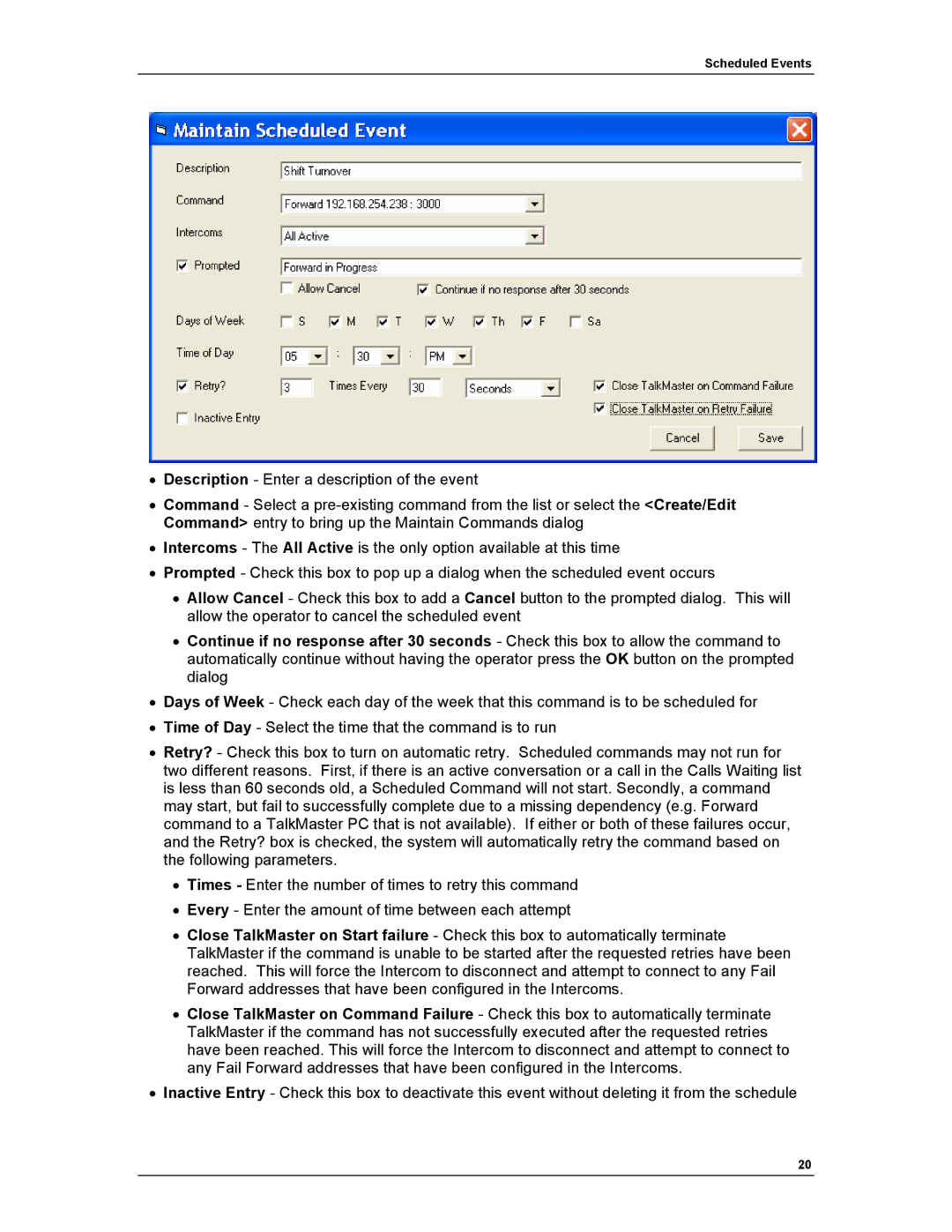 Aiphone IP EWST-POE manual Scheduled Events 