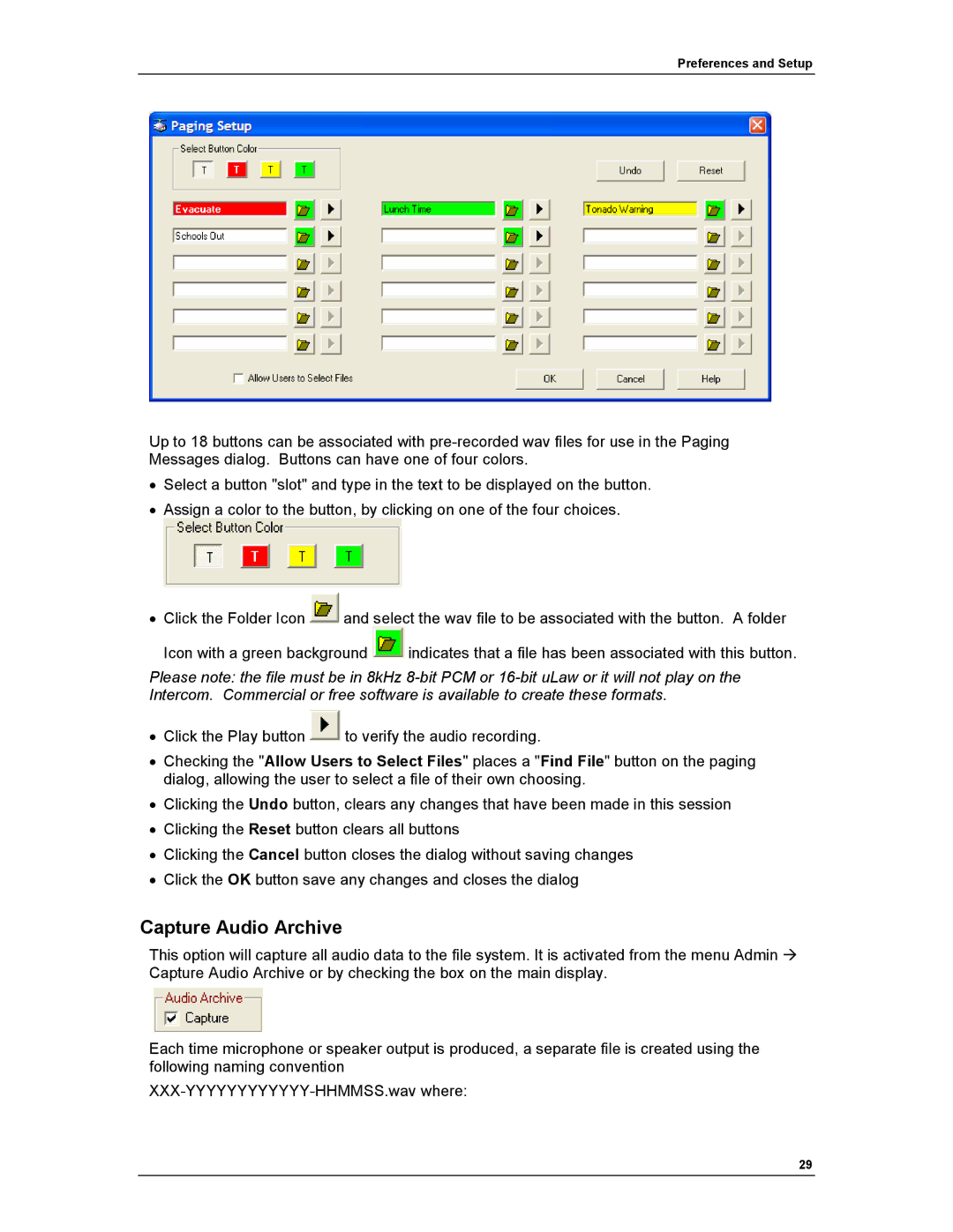 Aiphone IP EWST-POE manual Capture Audio Archive 