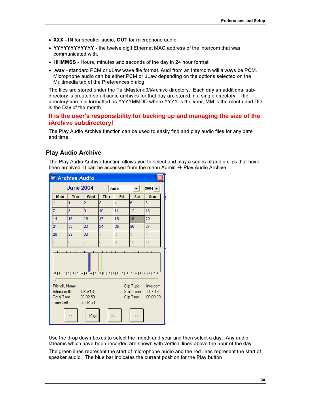 Aiphone IP EWST-POE manual Play Audio Archive 