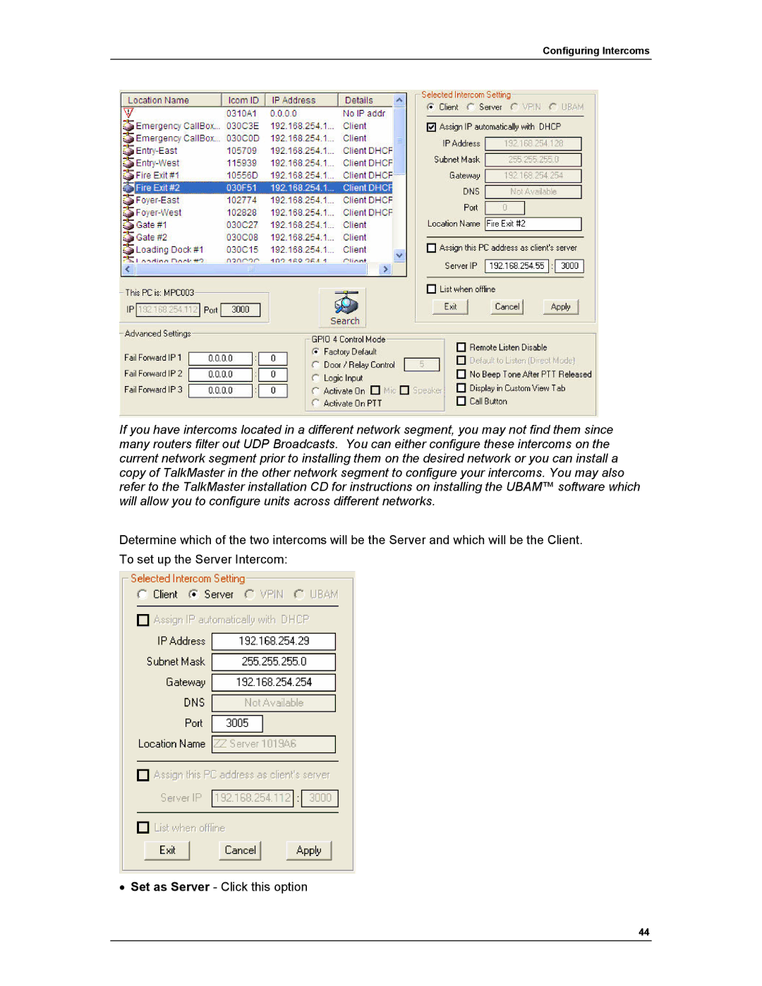 Aiphone IP EWST-POE manual Configuring Intercoms 