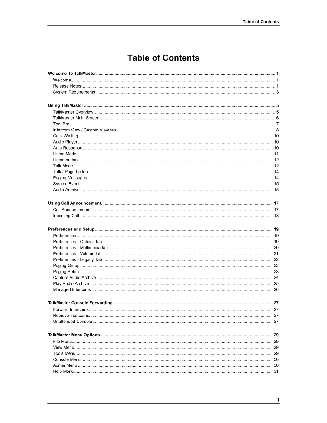 Aiphone IP-EWST manual Table of Contents 