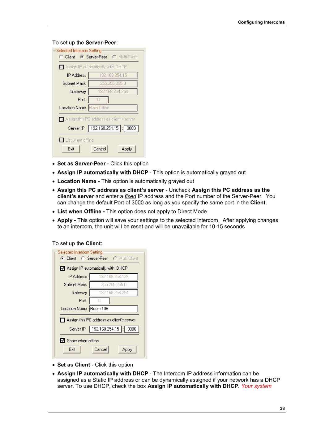 Aiphone IP-EWST manual Configuring Intercoms 