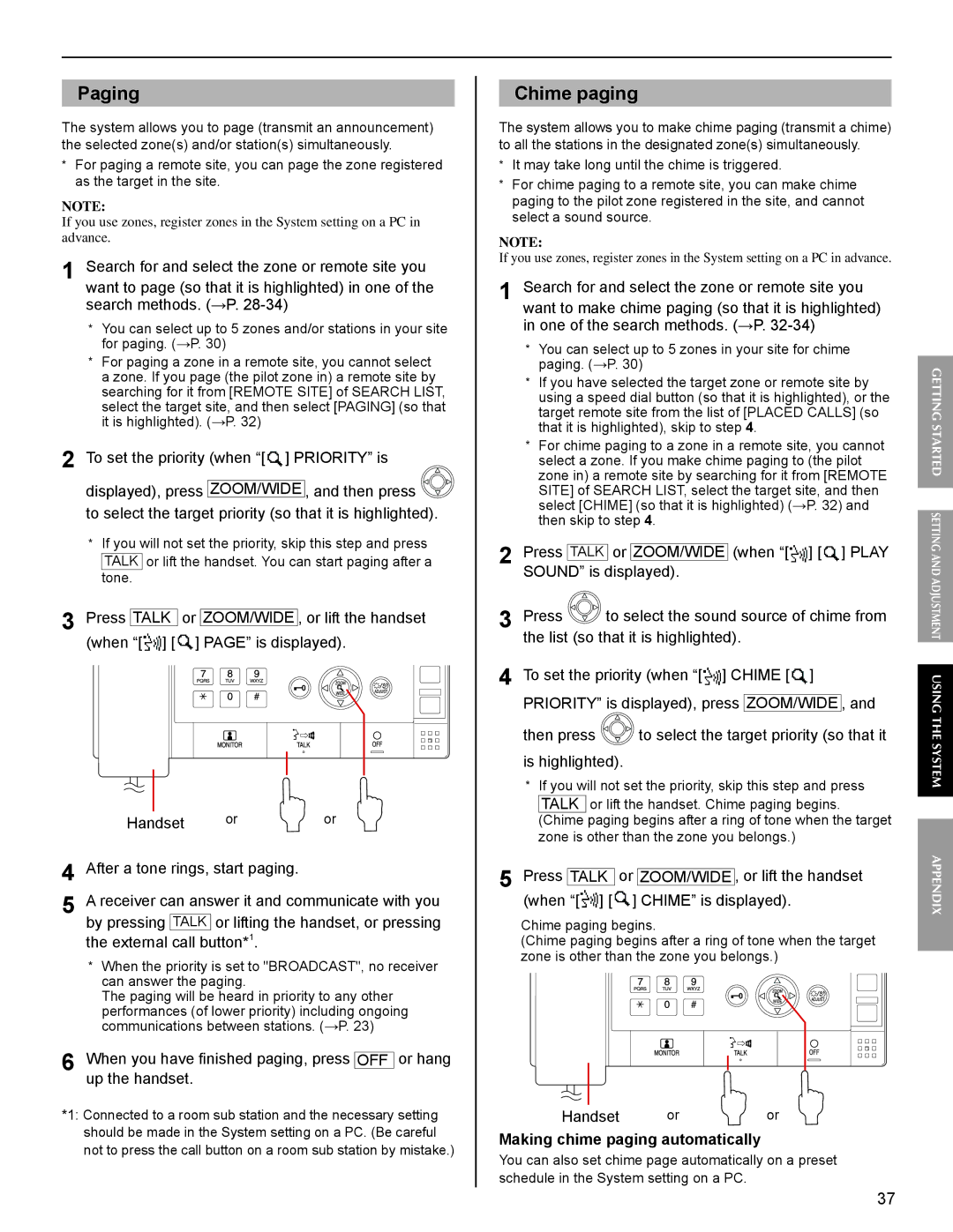 Aiphone IS operation manual Making chime paging automatically 