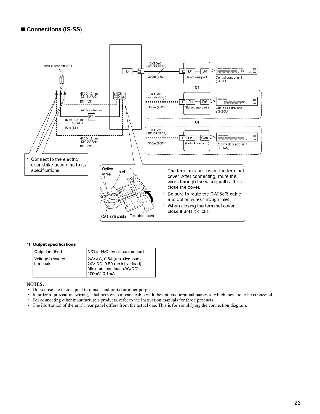 Aiphone installation manual Connections IS-SS 