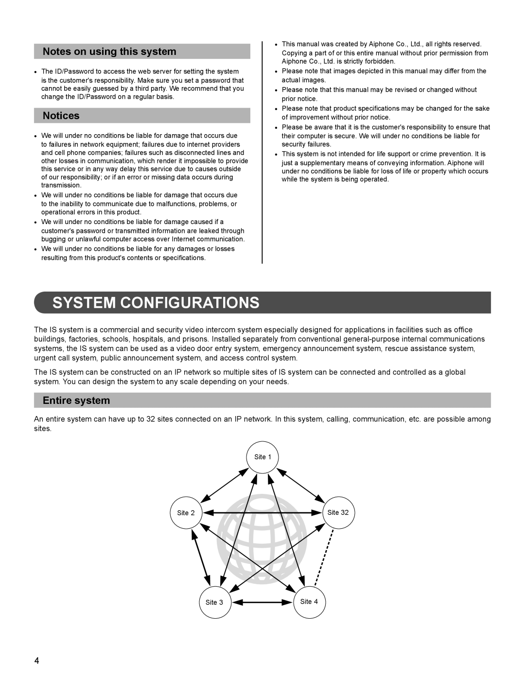 Aiphone IS installation manual System Configurations 