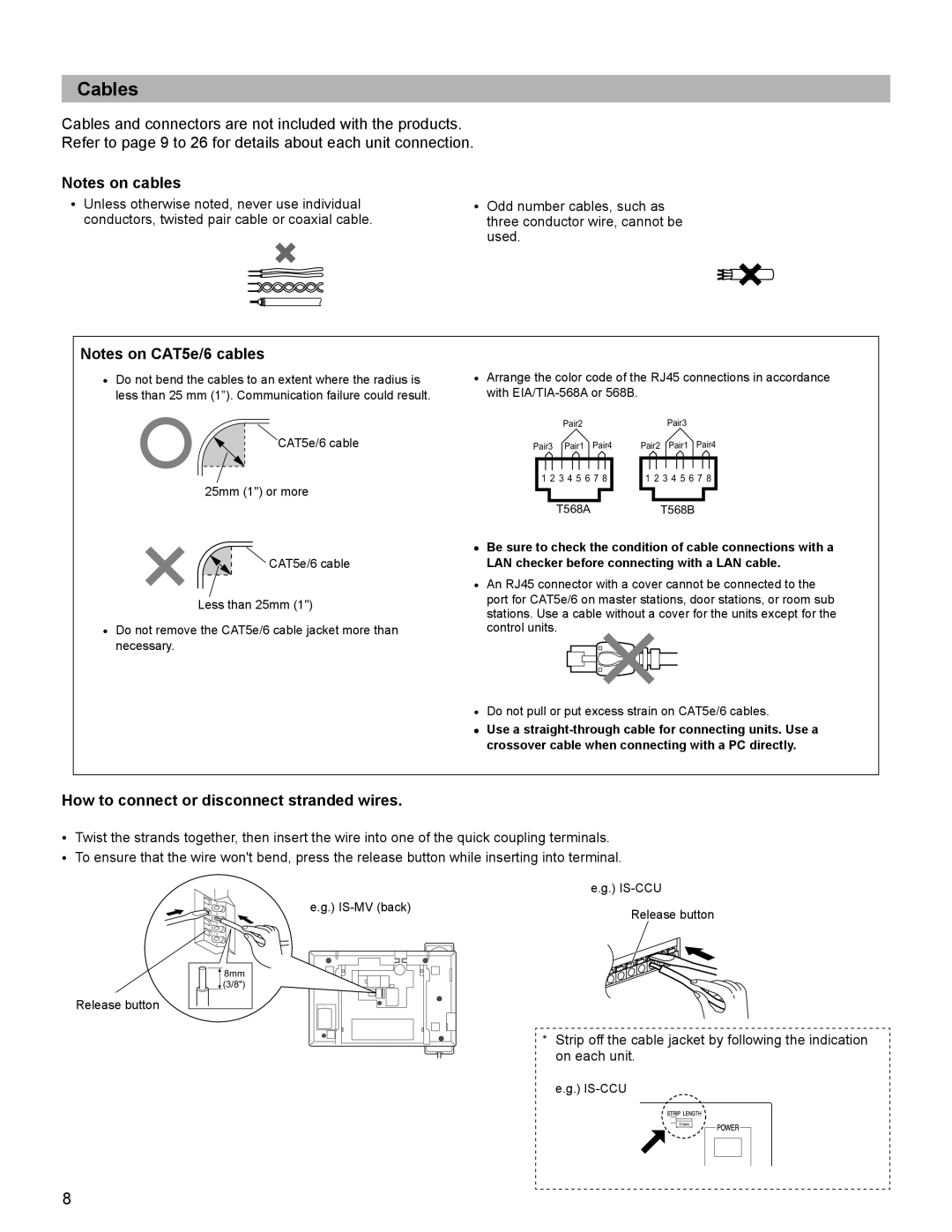 Aiphone IS installation manual How to connect or disconnect stranded wires, Used 