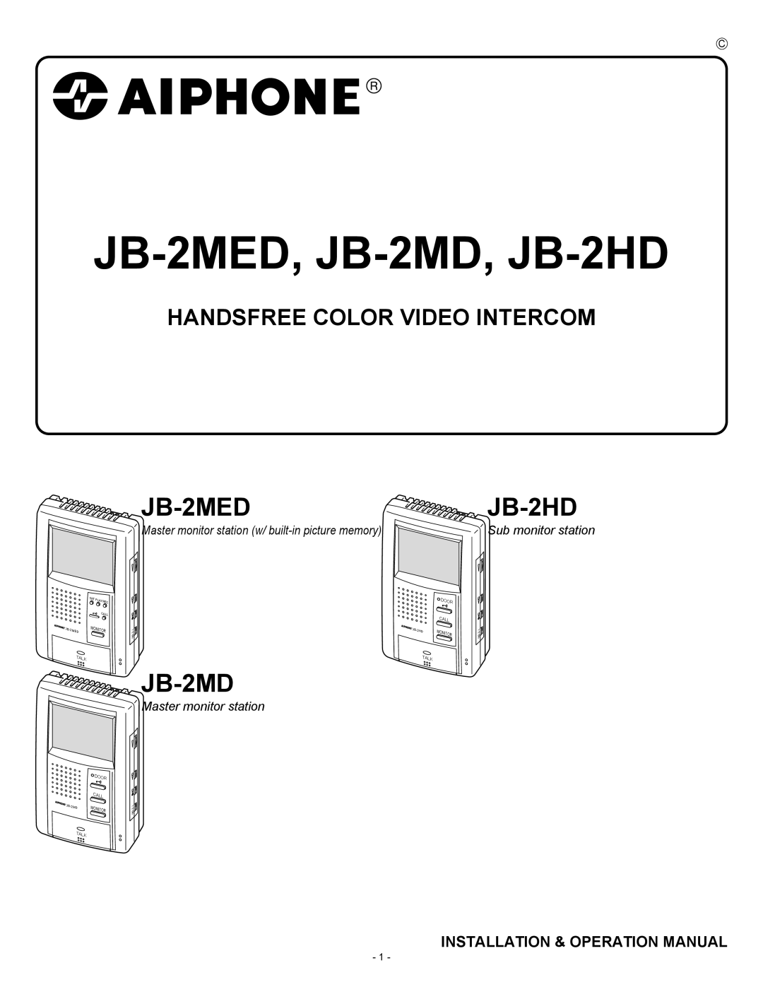 Aiphone operation manual JB-2MED, JB-2MD, JB-2HD 