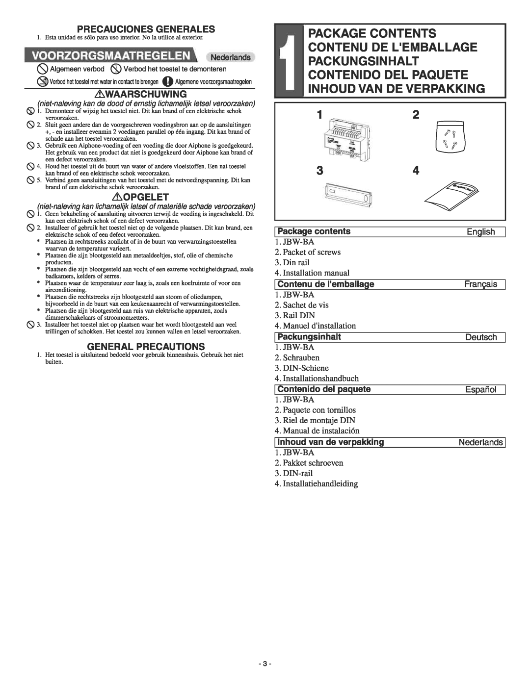 Aiphone JBW-BA manual 