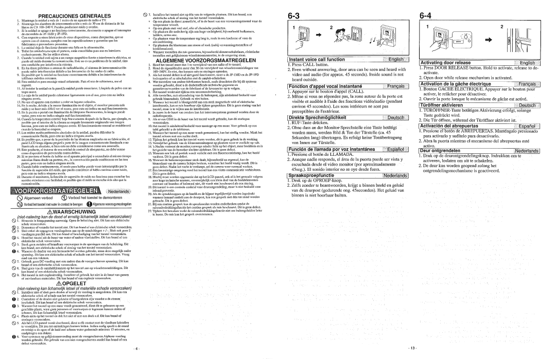Aiphone JF-1FD, JF-1MD manual 