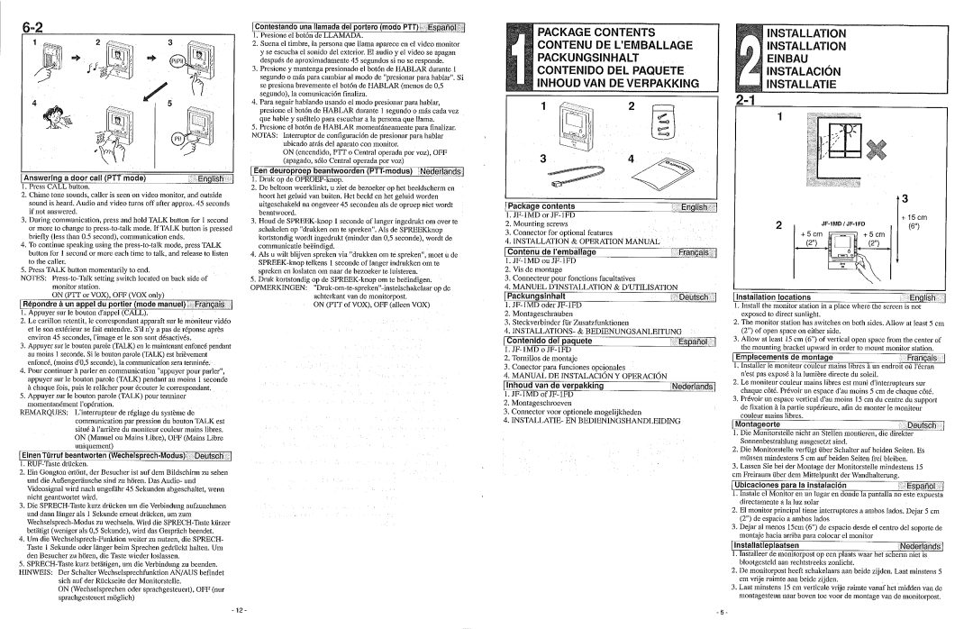 Aiphone JF-1MD, JF-1FD manual 
