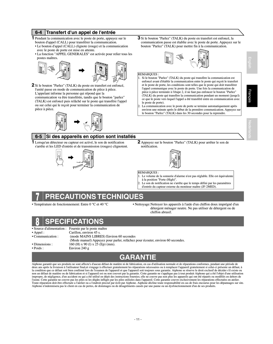 Aiphone JF-2SD manual 