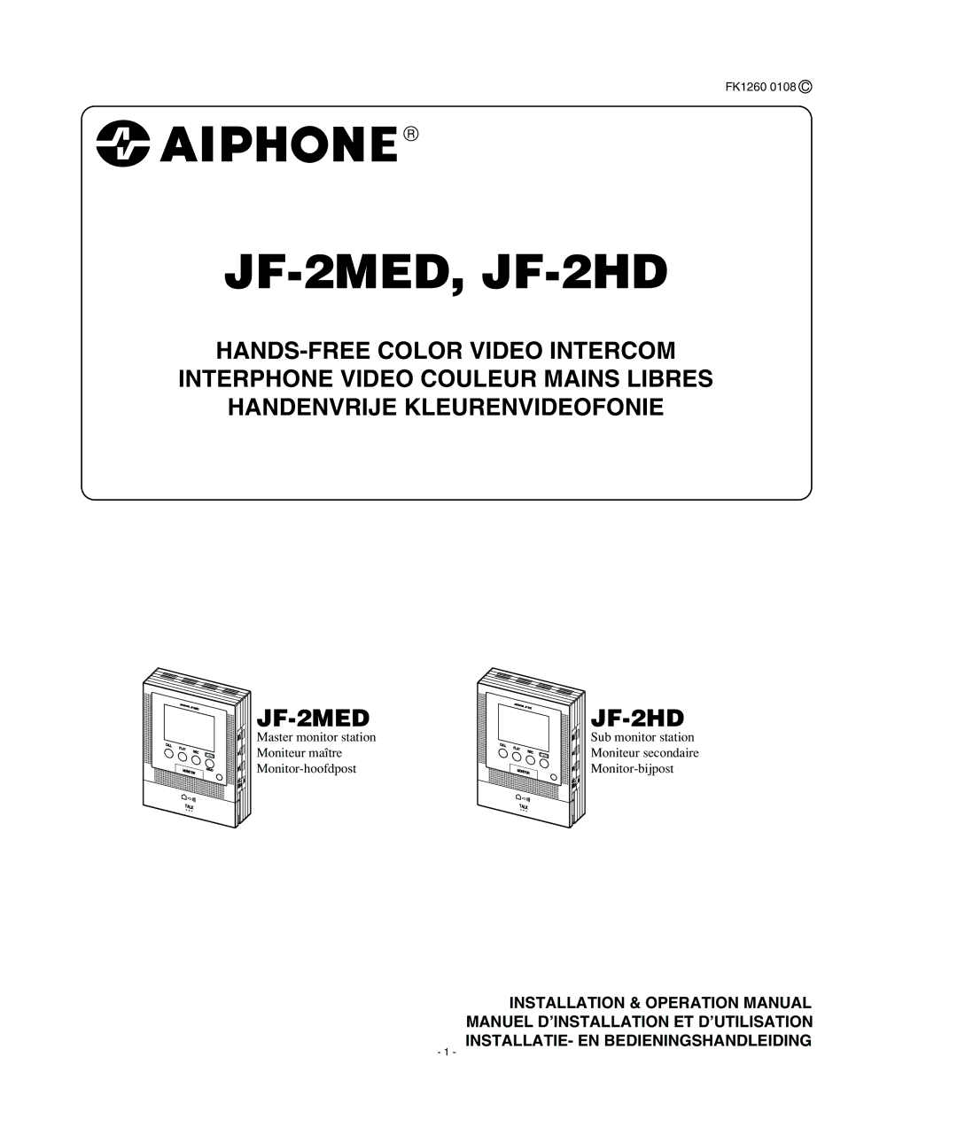 Aiphone operation manual JF-2MED, JF-2HD 