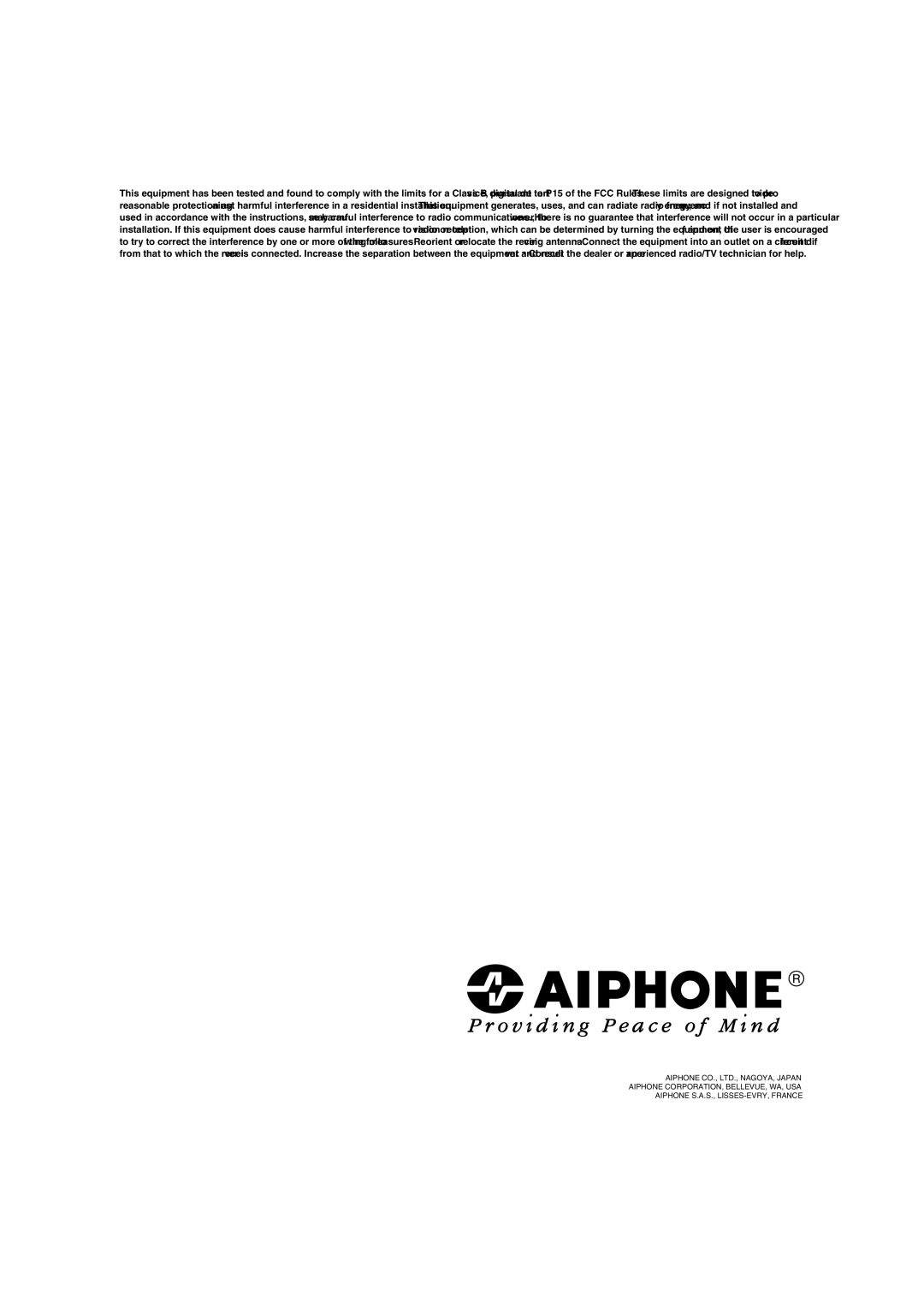 Aiphone JK-1HD operation manual 