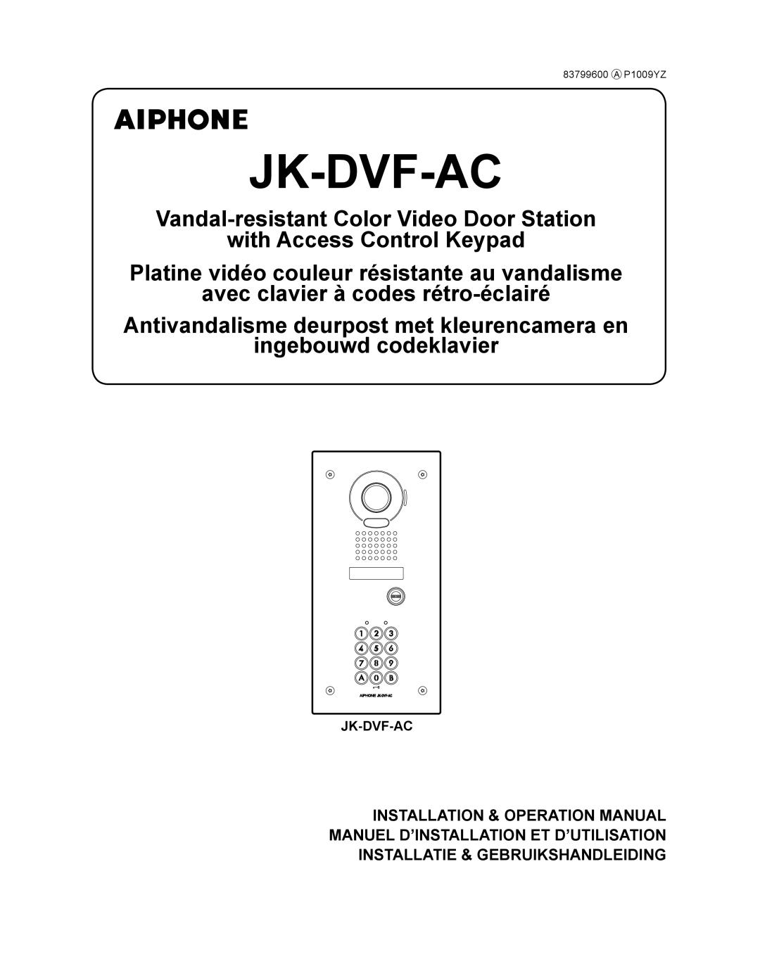 Aiphone JK-DVF-AC operation manual Jk-Dvf-Ac 