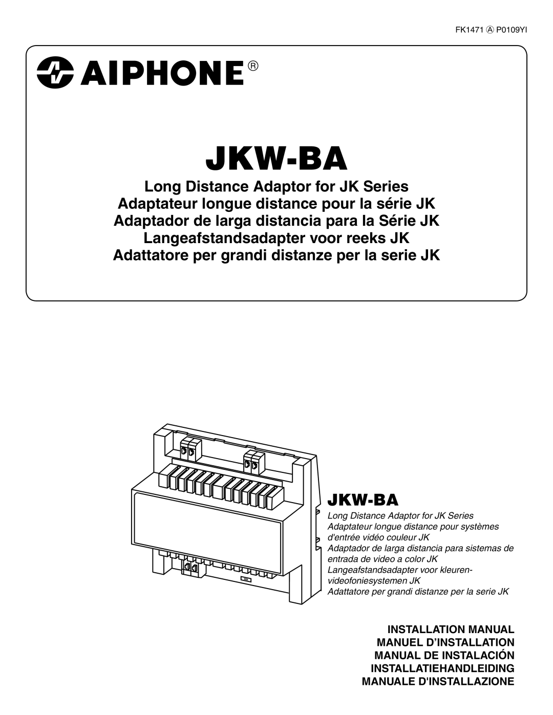 Aiphone JKW-BA installation manual Jkw-Ba 