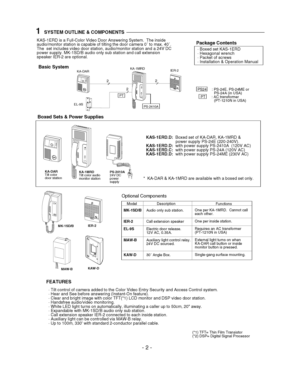 Aiphone KA-1MRD, KAS-1ERD manual 