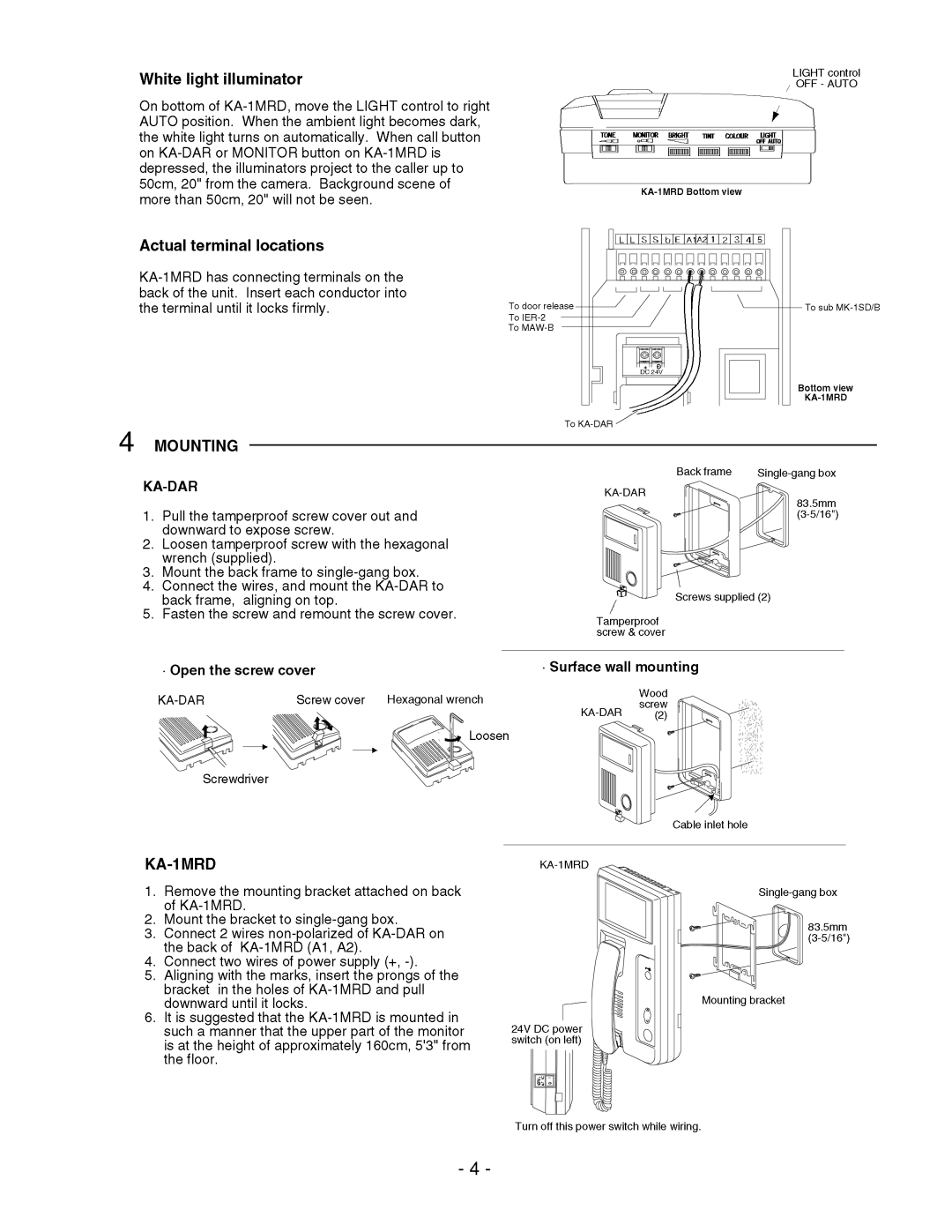 Aiphone KA-1MRD, KAS-1ERD manual 