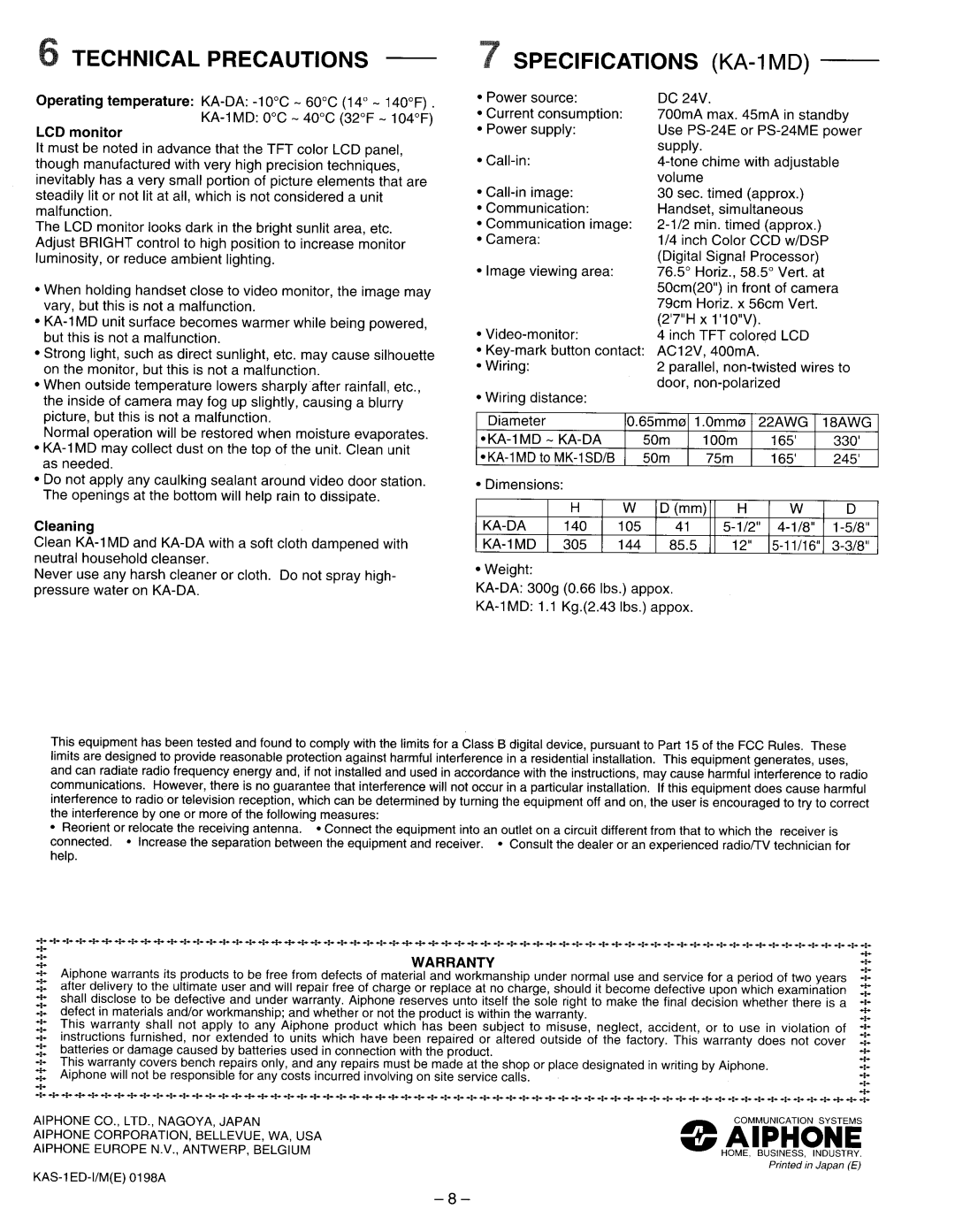 Aiphone KAS-1ED manual 