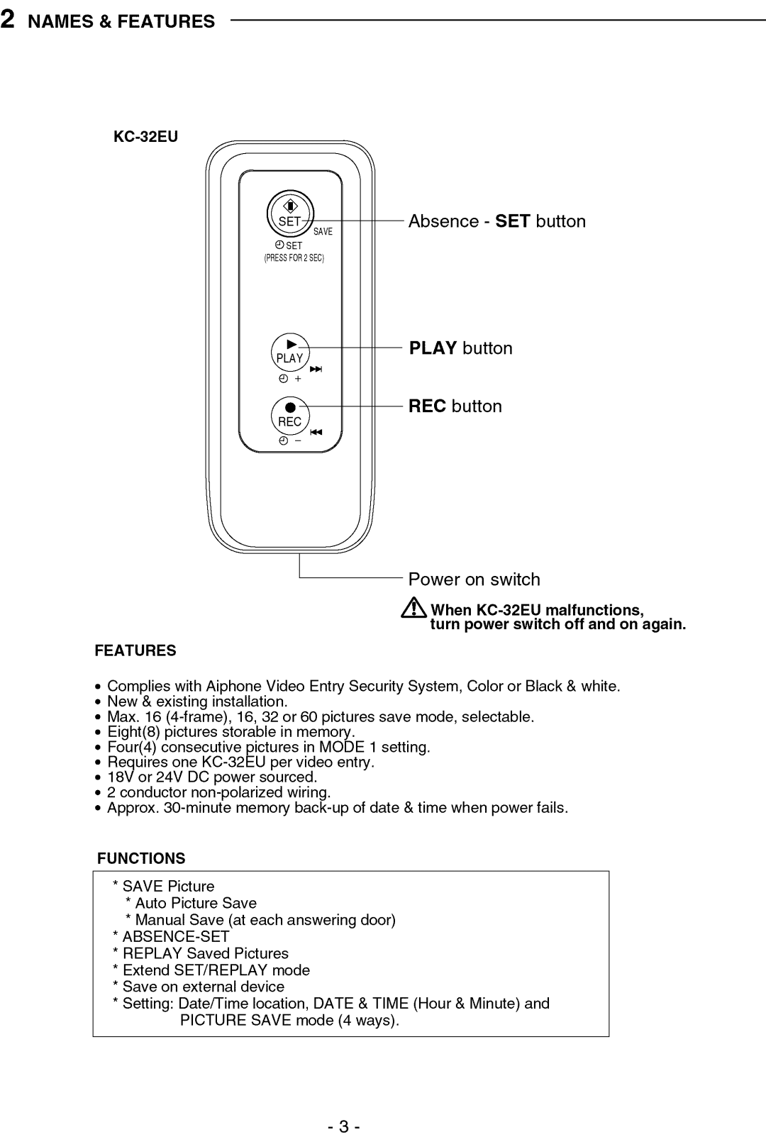 Aiphone KC-32EU manual 