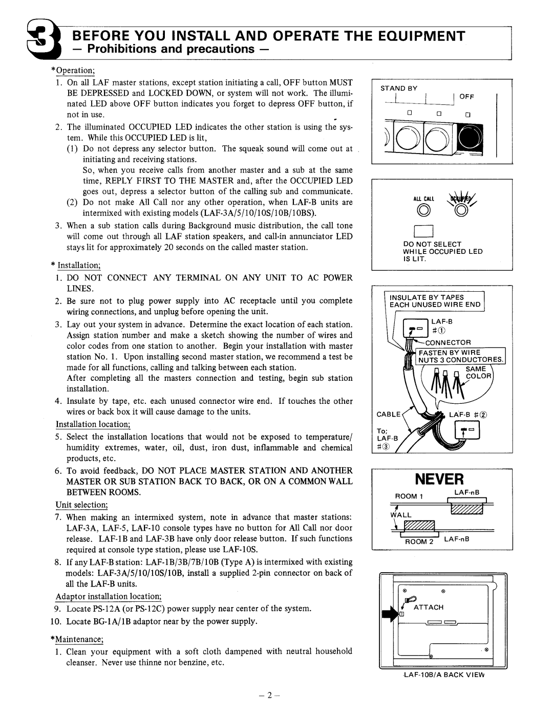 Aiphone LAF-10B (typeA) manual 