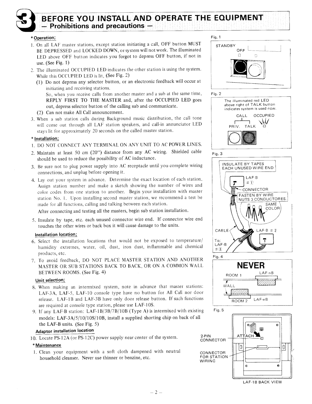 Aiphone LAF-1B manual 