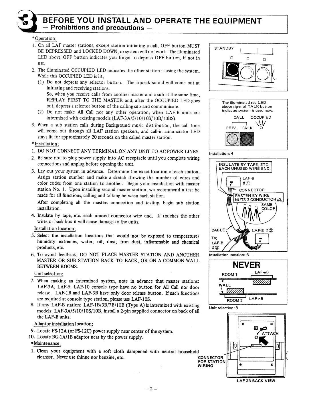 Aiphone LAF-3B manual 