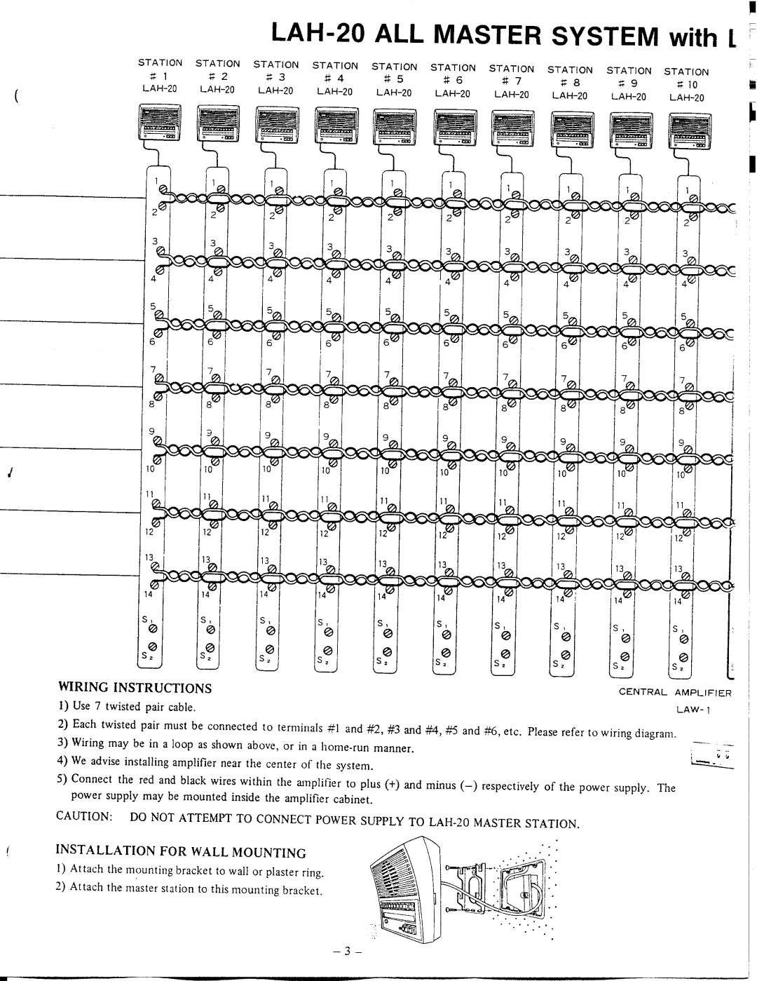 Aiphone LAW-1, LAH-20 manual 