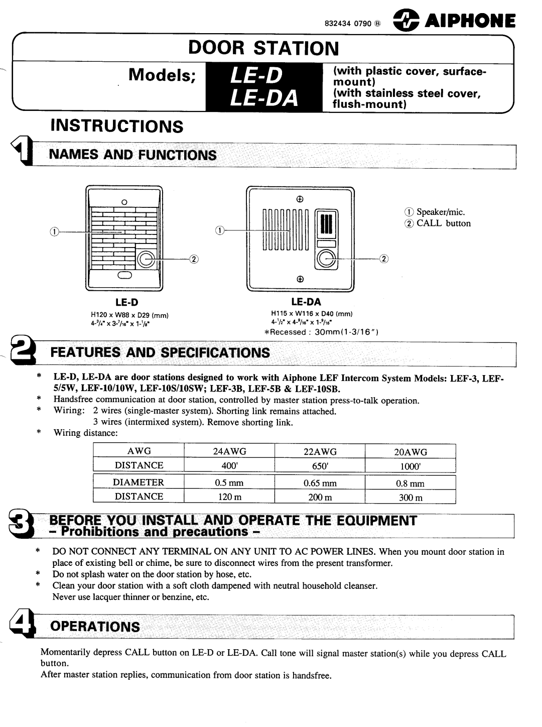 Aiphone LE-DA manual 