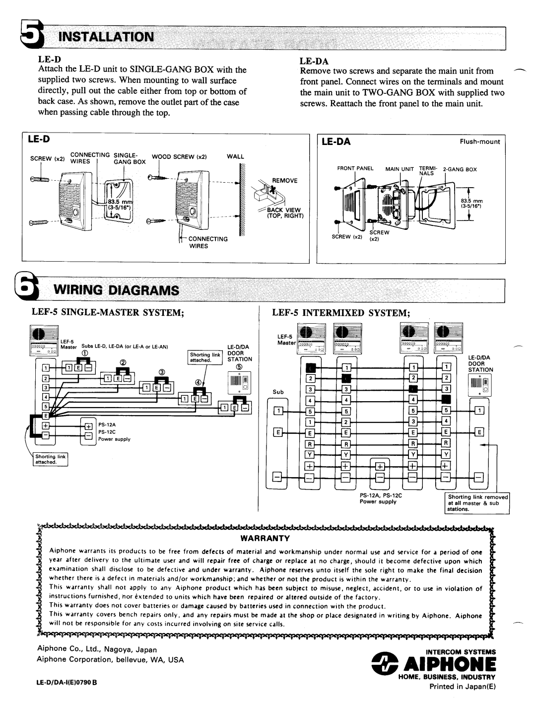 Aiphone LE-DA manual 