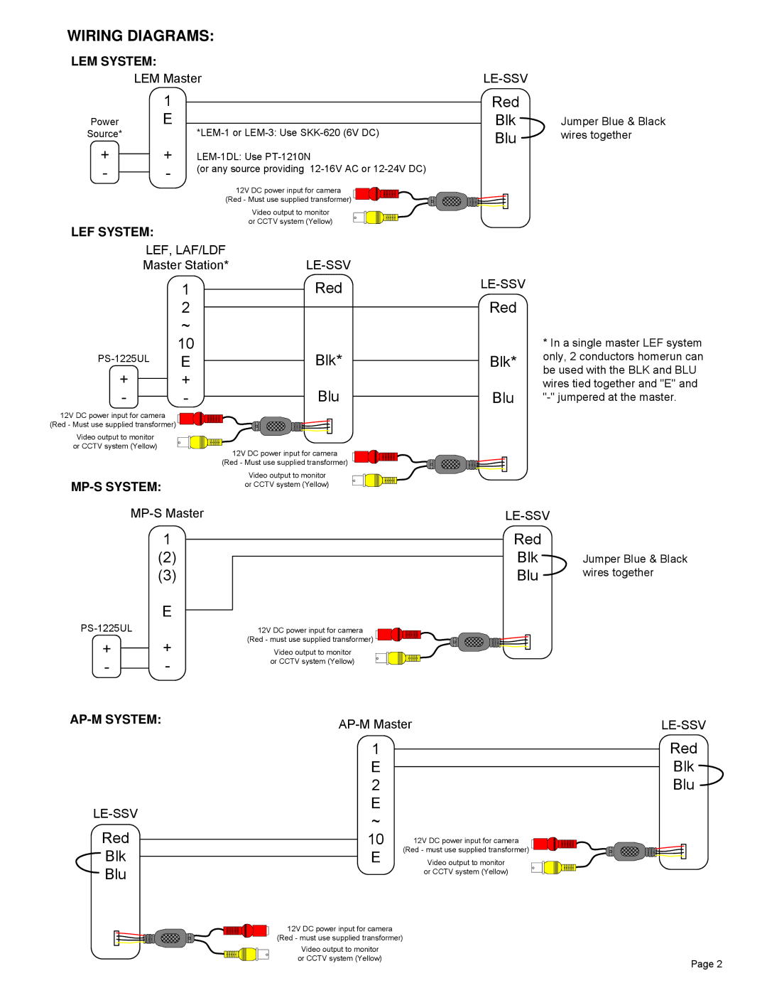 Aiphone LE-SSV manual Wiring Diagrams 