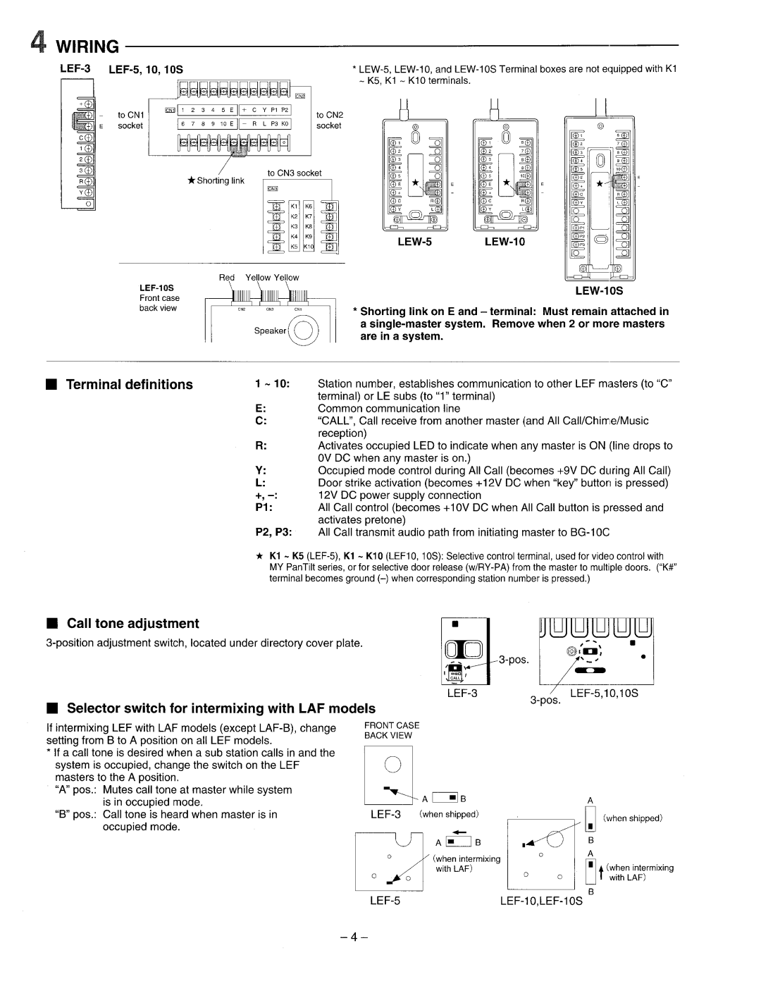 Aiphone LEF-3, LEF-5, LEF-10S manual 