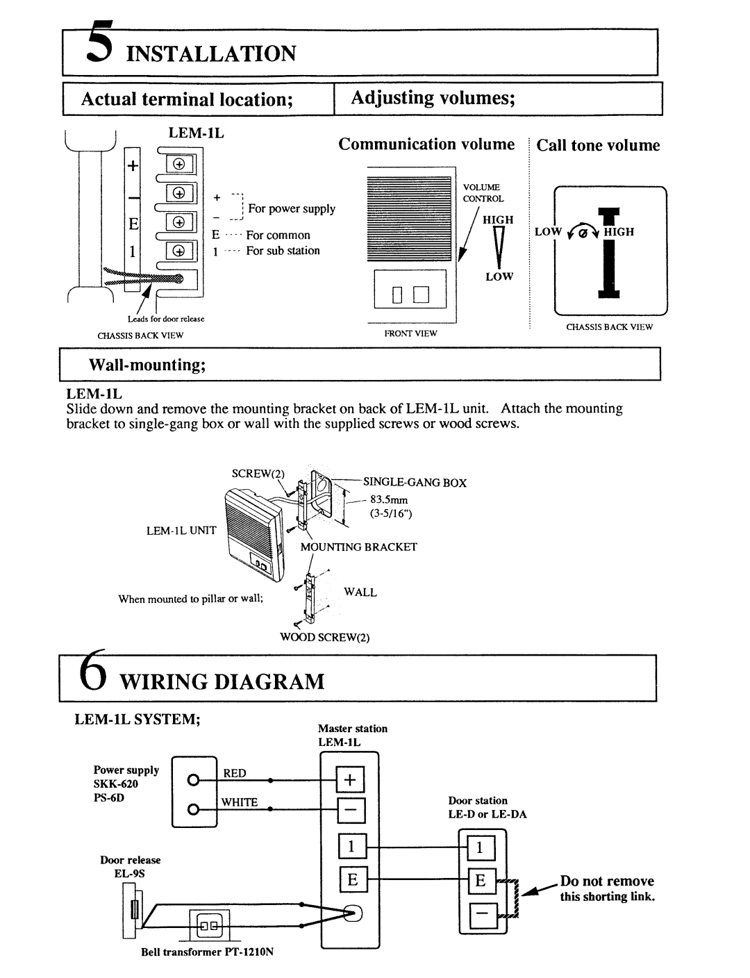 Aiphone LEM-1L manual 