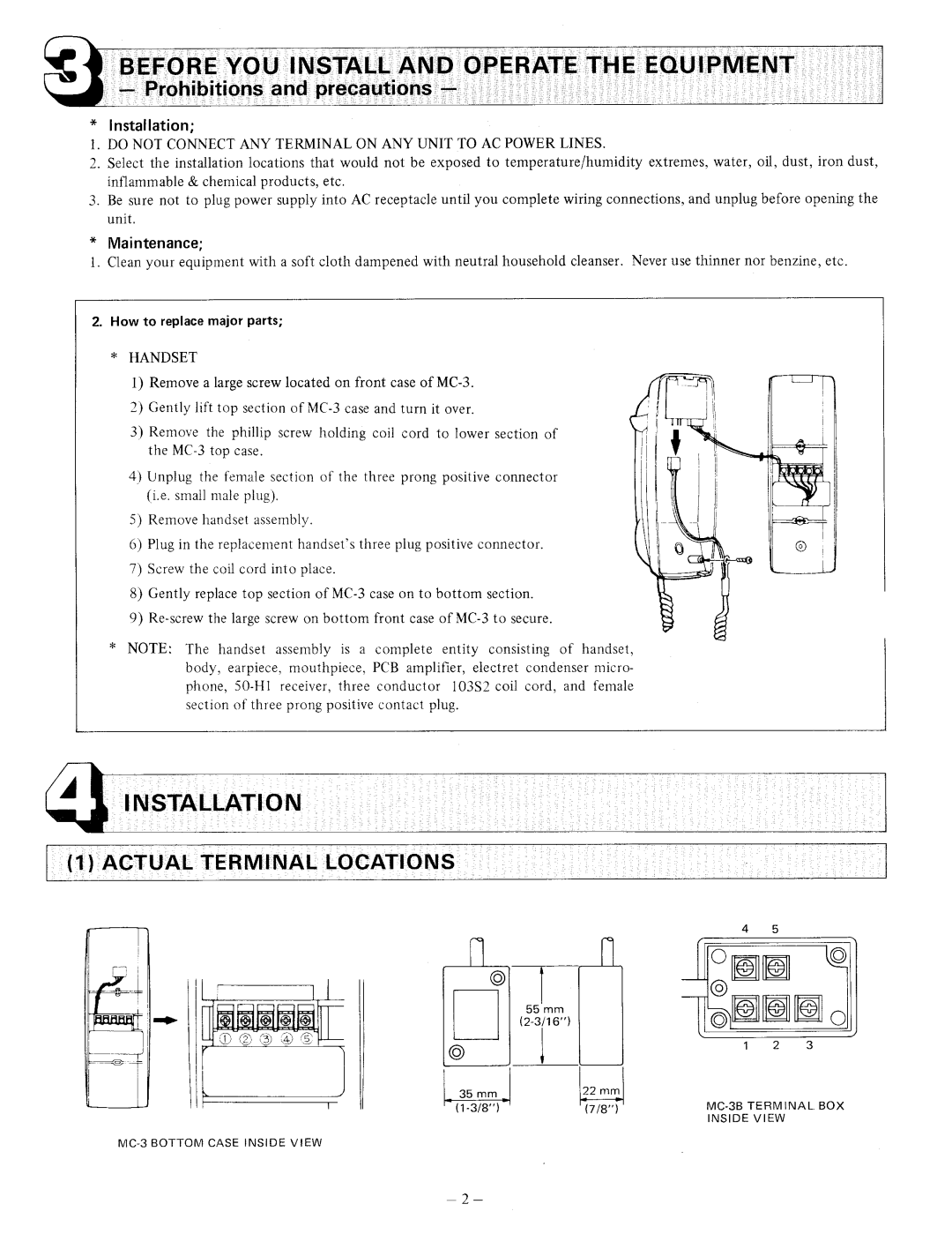 Aiphone MC-3B manual 